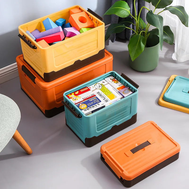 Foldable Storage Box Plastic Clothes Organizer with Lid Toys Books Tools  Multifunction Big Box Trunk Car Travel Folding Boxes