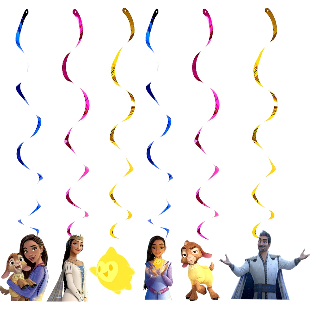 6 Pezzi/Lotto Star Wish Theme Swirls Happy Birthday Party Kids Favors Eventi Decorazioni Soffitto Spirali Appesi