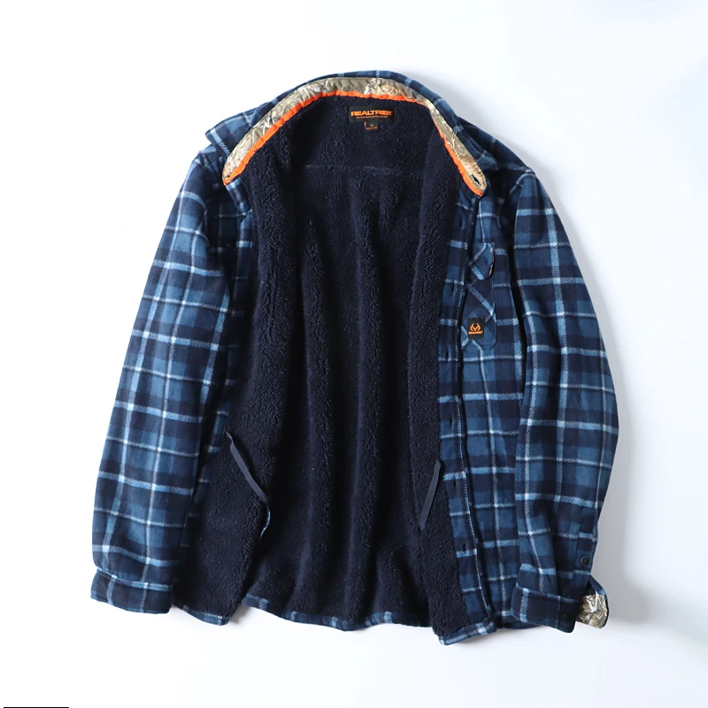 

Long Sleeve Fleece Shirt Men Plaid Flannel Shirts Autumn Winter Thick Thermal Lined Flannel Shirt Jacket Camp Hiking Hunting