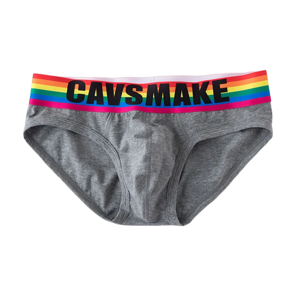 

Men Briefs Underwear Sexy Three-cornered Flat Angle Shorts Skin Friendly Rainbow Stripes Underpants Male Panties