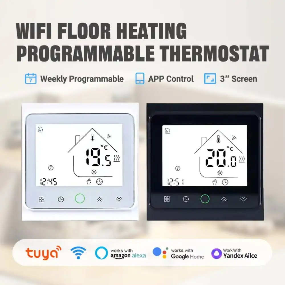 Smart WiFi Thermostat with Voice Control and Digital LCD Display