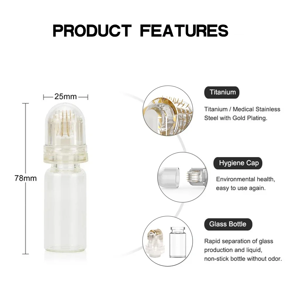 Microneedle 1Pcs 64needles with 10ml Bottle Beauty Skin Repair Microneedling Tool