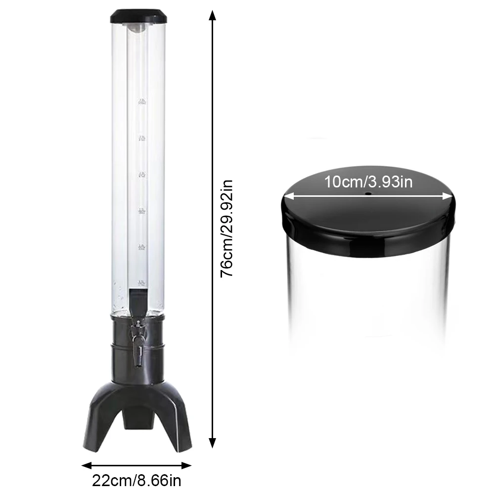 3L Beer Dispenser Beer Tower with Spigot & Ice Tube Tabletop Liquor Dispenser Transparent Drink Dispenser for Bar Party