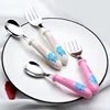 2pcs/Set Baby Gadget Tableware Children Utensil Stainles Steel Toddler Dinnerware Cutlery Cartoon Infant Food Feeding Spoon Fork 6