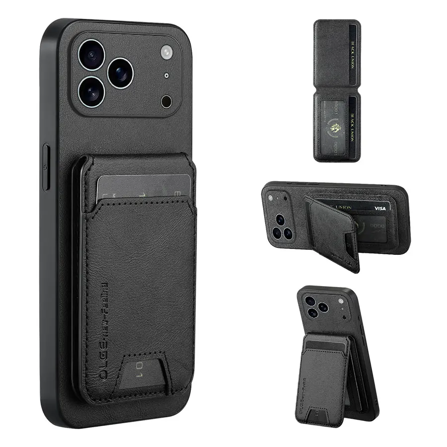 OLGE Lüks 2'si 1 Arada Ayrılabilir Manyetik Kart Çantası Deri Kılıf iPhone 17 Pro Max 17 Hava 17 Pro 17 Magsafe Kart Cüzdan Funda