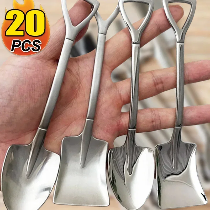 20/2Pcs Stainless Steel Coffee Spoon Creative Fruit Ice Cream Dessert Shovel Spoons Stainless Steel Teaspoon Kitchen Tableware
