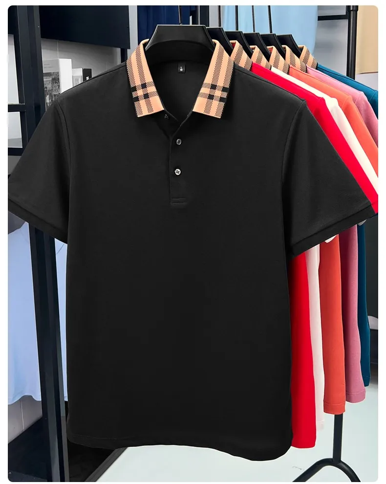 High quality striped lapel short sleeve T-shirt men's summer comfort fashion trend loose casual new breathable luxury polo shirt 34 S998b23da467e464694b77f08fc9957f96
