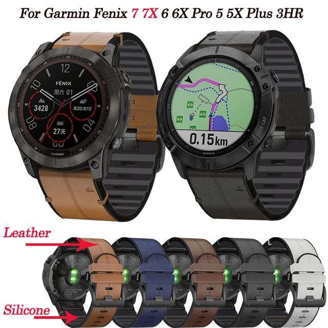 22 26mmSilicone Leather Watch Strap For Garmin Fenix 7 7X 6X 6Pro 5X 5Plus  935 Epix