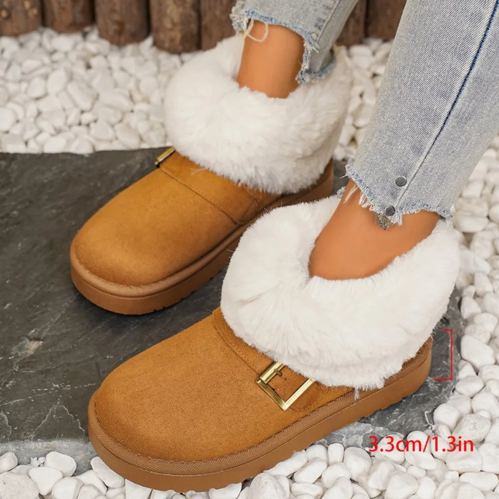 Women's Winter Snow Boots Thicken Plush Warm Cotton Suede Ankle Non-Slip Platform Casual Boot 2025 New Style Warmth