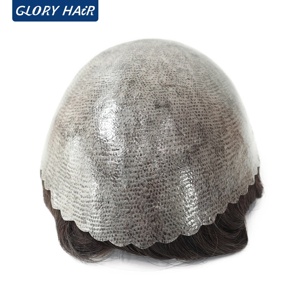 Human Hair Toupee I Skin Hair Prosthesis 0.12-0.14 mm Indian Human Hair Multiple Sizes for Men