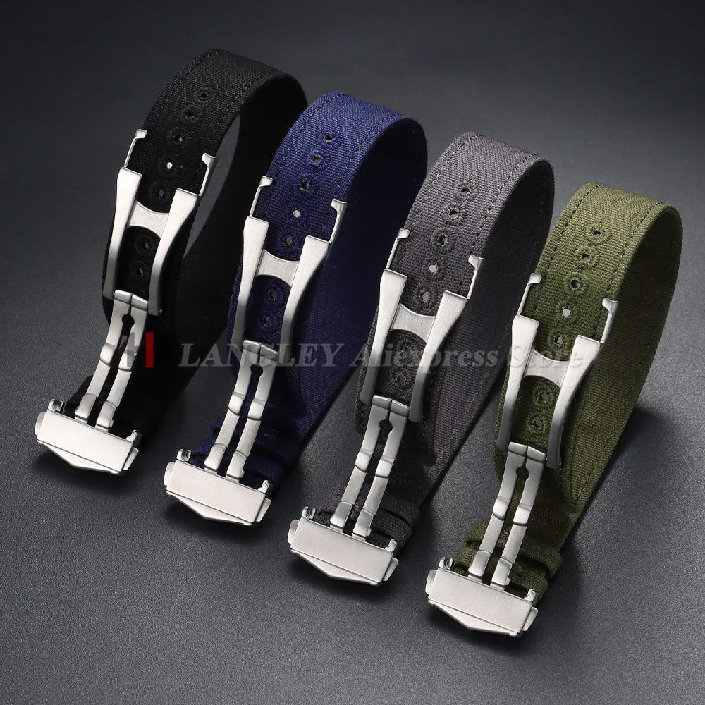Waterproof Nylon Canvas Watch Strap with Folding Buckle - Sporty and Durable Watch Accessory