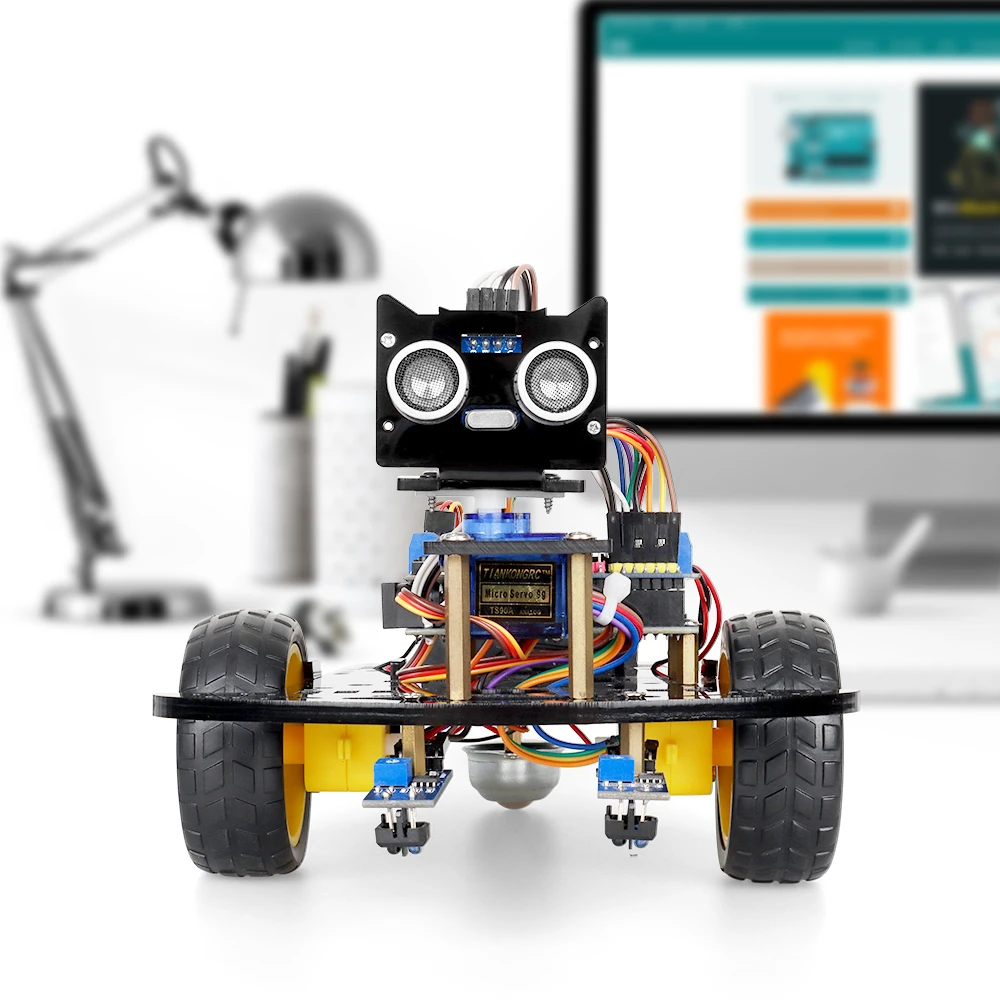 2WD Starter Robot Kits for Arduino Programming Project Basic Robotic with Line-tracking and Obstacle Avoidance Educational Kit