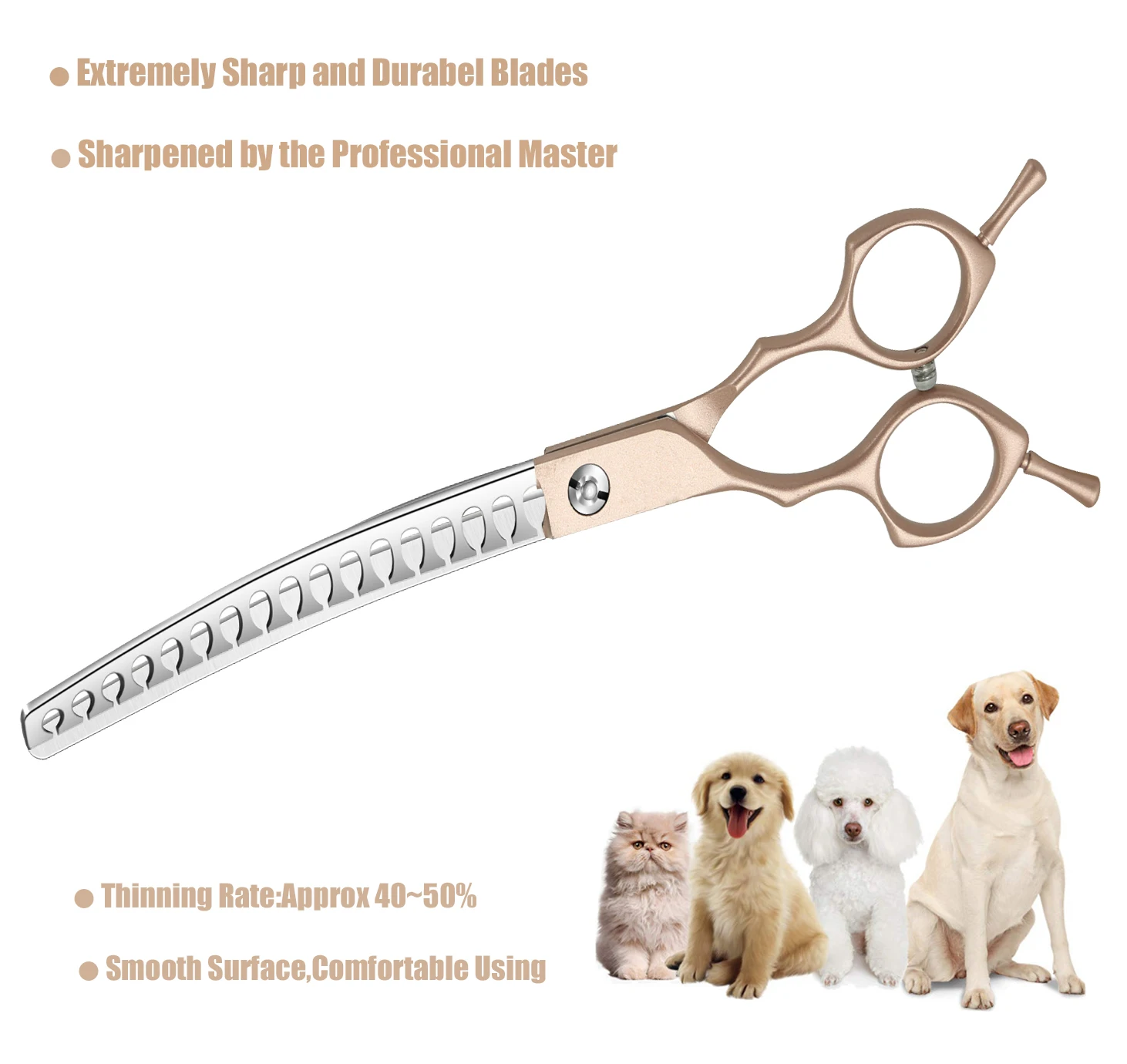 7inch Curved Chunkers Shears Premium Stainless Steel Lightweight Ergonomic Design Specialized Pet Grooming Scissors hairdressing scissors,dog grooming scissors,hair trimmer scissors