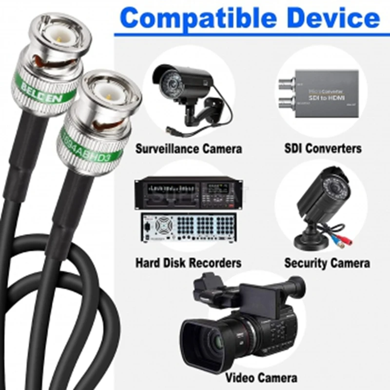 12G SDI BNC Cable 75ohm for 4k 8k Video Mixer Surveillance