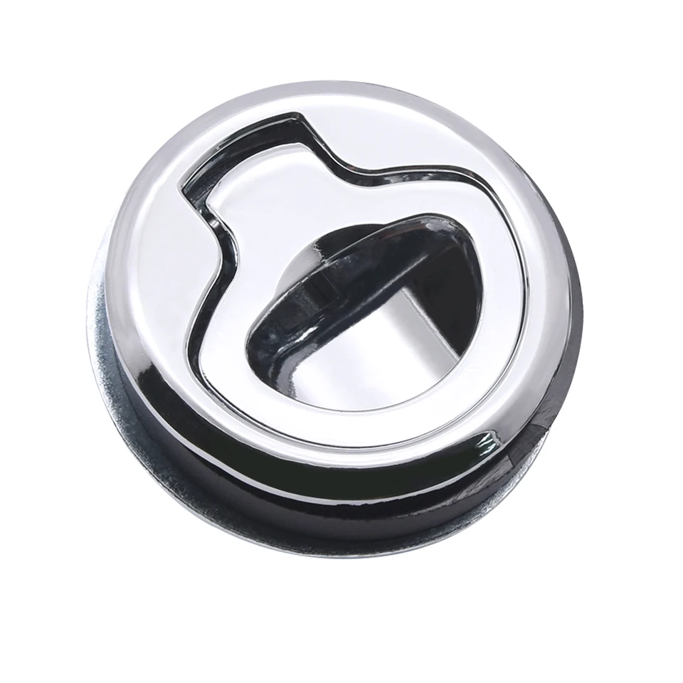 4-Pack White Plastic Flush Mount Slam Latches With Lock - 2 3/8" Diameter, For Marine Boat Hatches, Locking Pull Handles