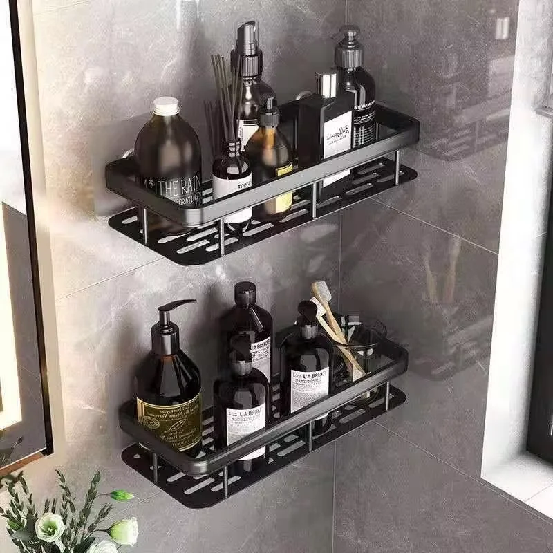 Wall mounted shower shampoo rack bathroom rack towel rack diamond free stand tripod wall hanging corner rectangular stand 2