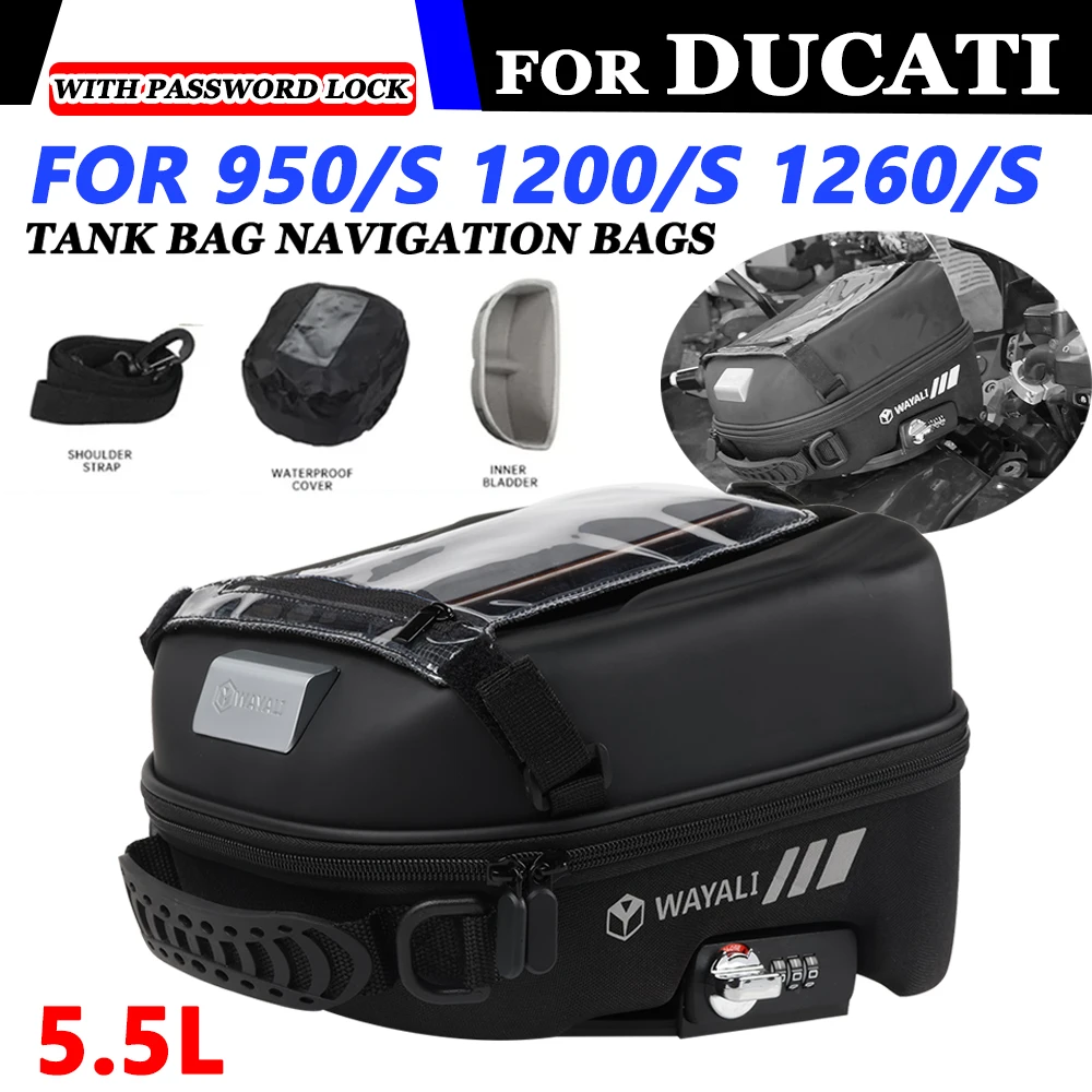 

Motorcycle Fuel Tank Bag for DUCATI Multistrada 950 1200 1260 S 950S 1200S 1260S Phone Navigation Package Tanklock Storage Bags