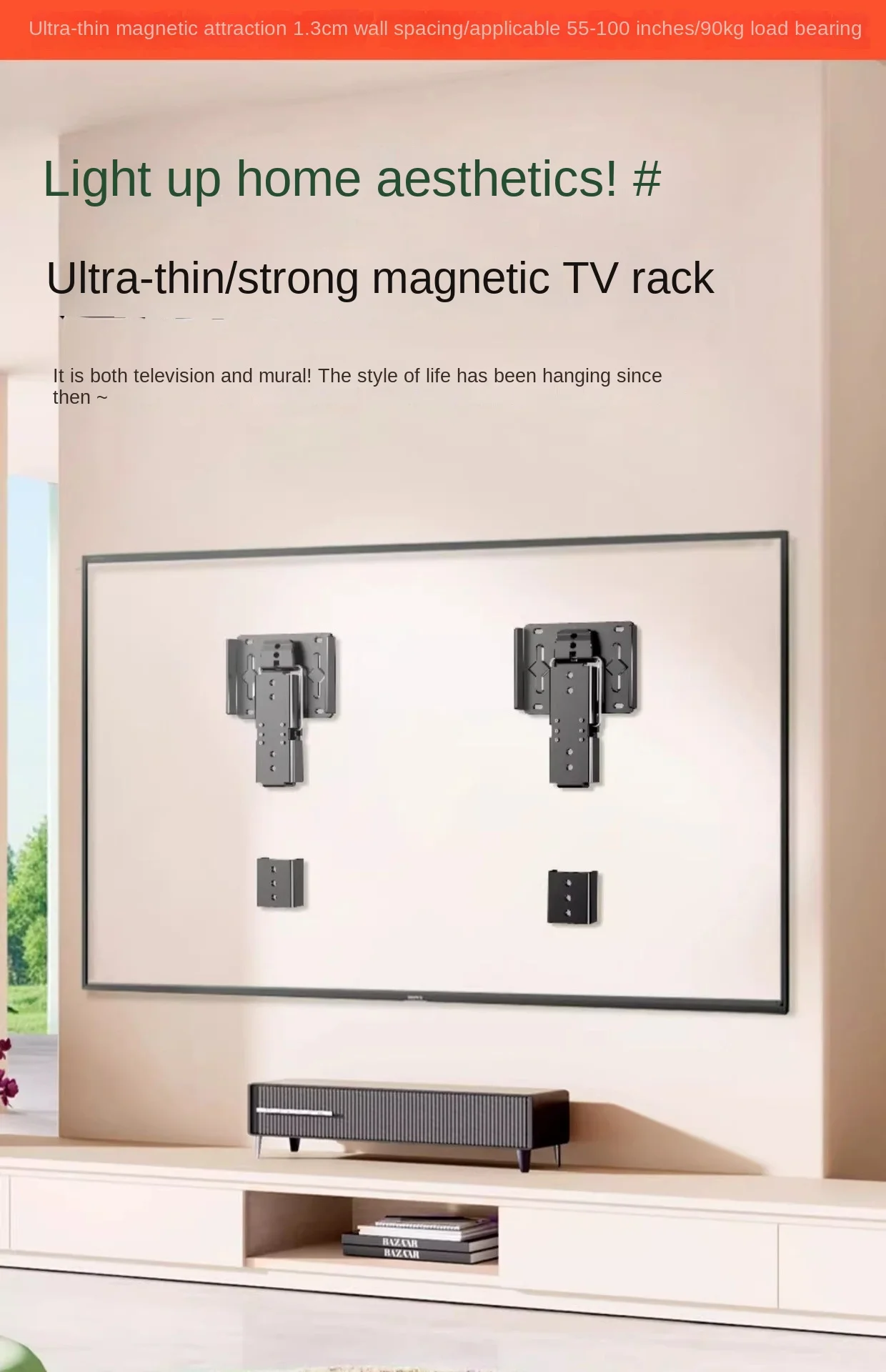 Ultra thin art wallpaper TV Stand For 40-100inch LCD TV Wall Mount Bracket Large