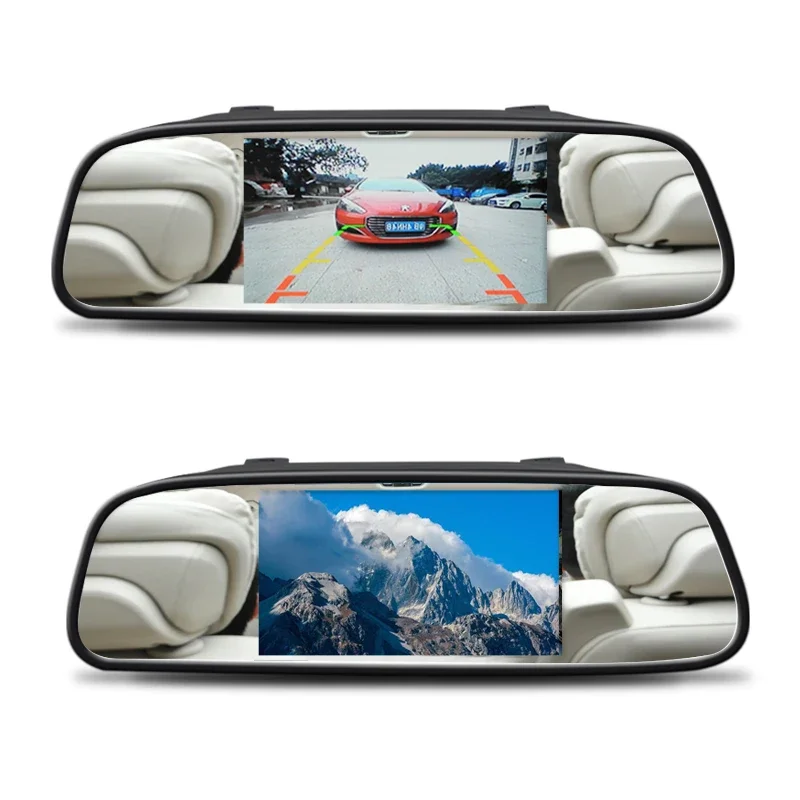 Monitor LCD Universale per Auto da 7/5/4,3 Pollici con Telecamera Posteriore, Facile Installazione, Visione Notturna, Assistenza al Parcheggio per Camion. - immagine 2