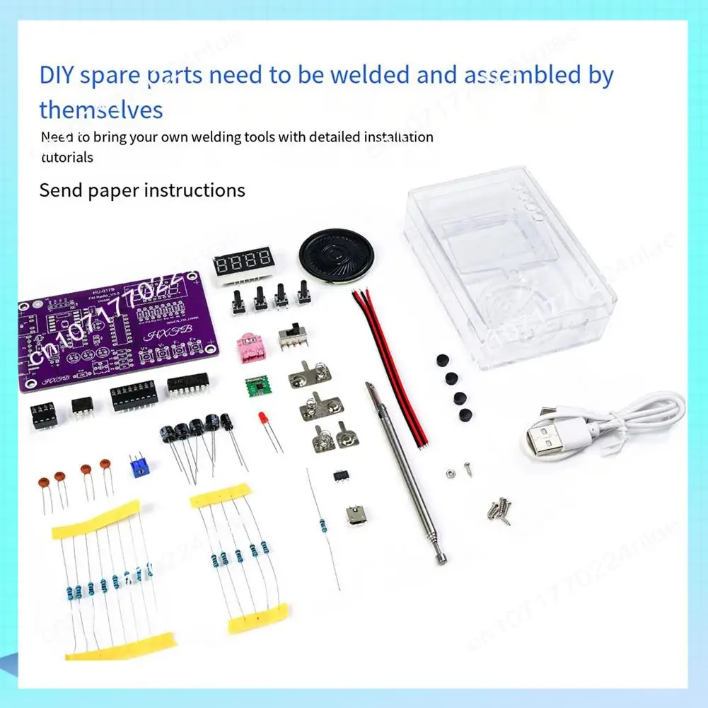 A17Z 새로운 HU-017B DIY FM 라디오 전자 키트 조정 가능한 주파수 87-108Mhz 디지털 디스플레이 DIY 납땜 프로젝트 연습
