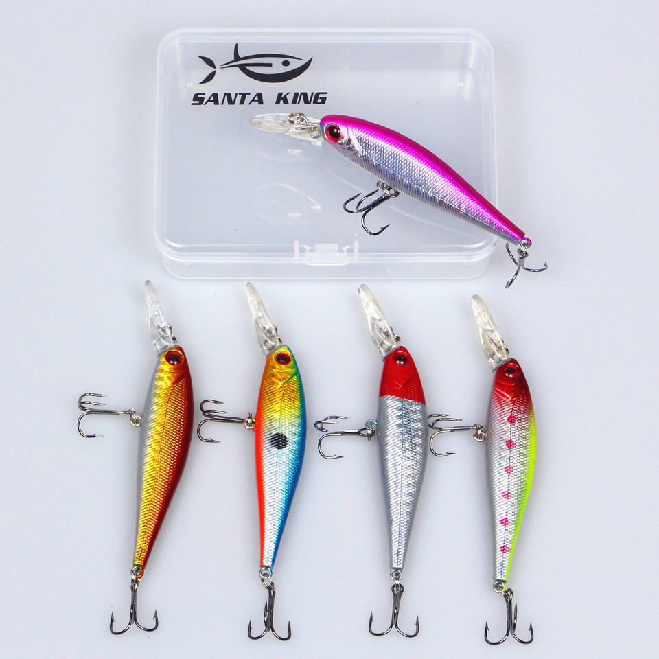 Santa king 5pcs Minnow Fishing Lures Vivid Multicolor 12cm 9.2g High Carbon Steel Hooks Ideal for Freshwater Saltwater Fishing
