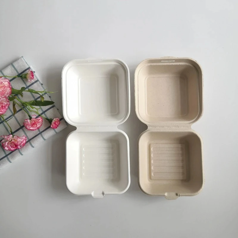 20/50pcs Disposable Bento Box Microwavable Degradable Lunchbox Containers Takeaway Packing Hamburger Cake Packaging Eco-Friendly