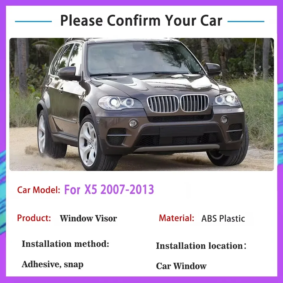 Car Window Deflector Visors Rain Guards Vent Shade For 2007-2018 BMW X5 E70 F15 - View #8