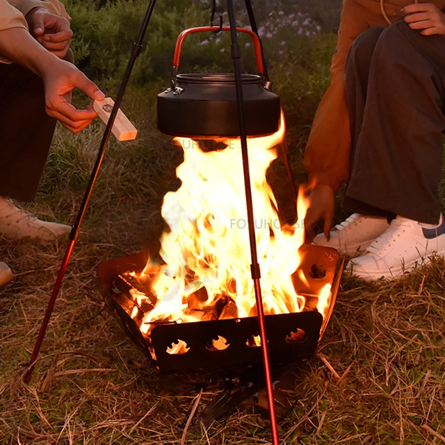 Háztartási Bbq Grill Nordic Rozsdamentes Acél Tűz Pit Kültéri Fűtéshez Multifunkció Foldjon Kemping Tábortűzállvány U
