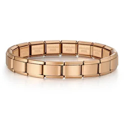 Starry Colors Italian Charm Stainless Steel Bracelet Set - 18 Pieces Wholesale Jewelry (Starlight Rose Gold)