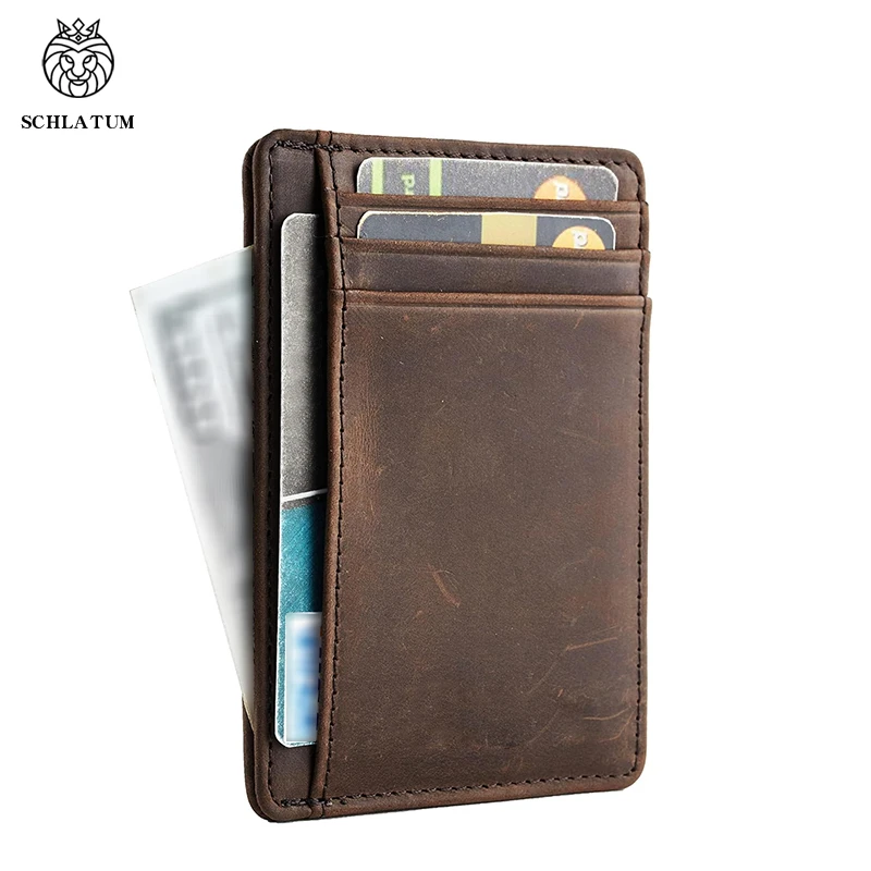 Carteira Minimalista de Couro Vintage com Proteção RFID