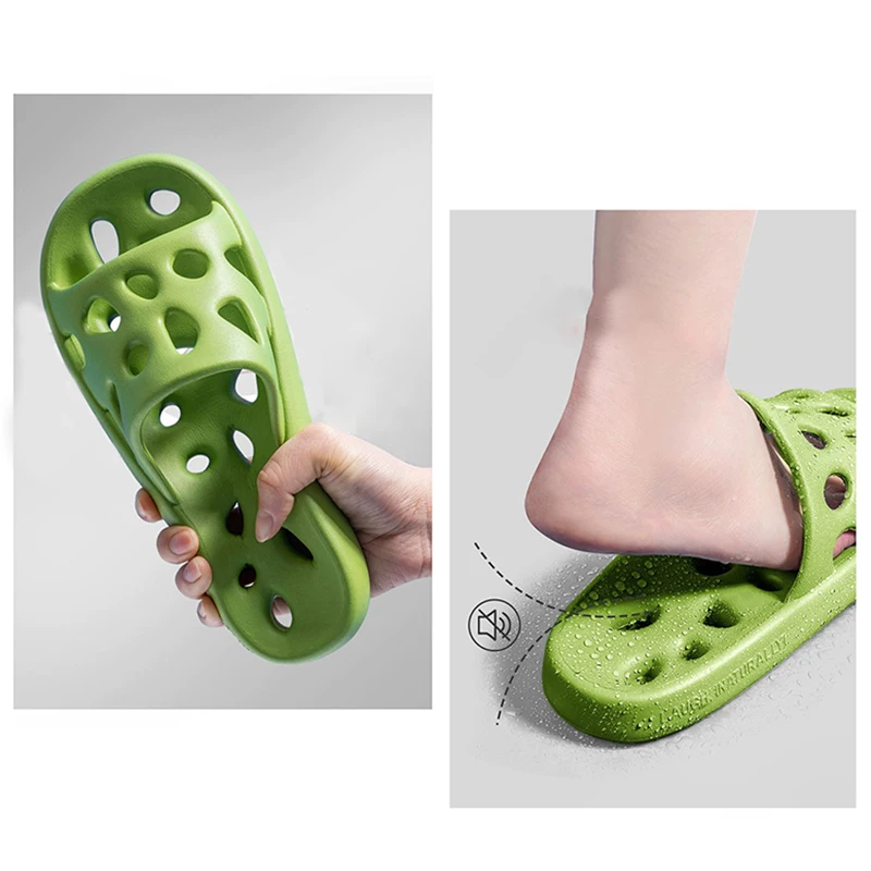 Hollow Out Bathroom Shower Slippers Women Men Slides Anti-Slip