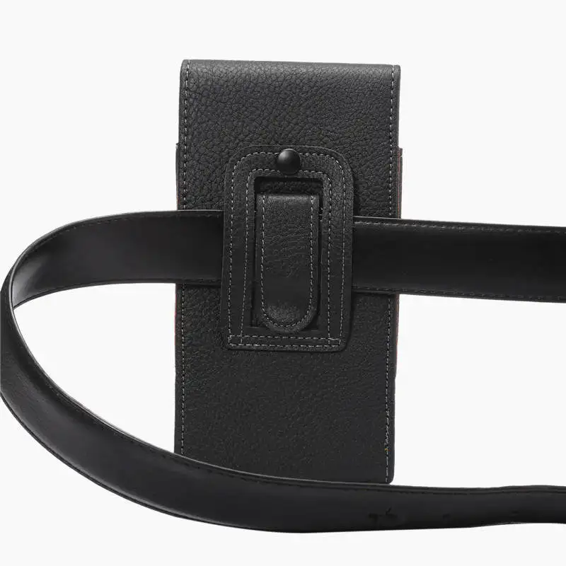 Premium PU Leather Phone Pouch with Belt Clip - Universal Casual Rectangle Mobile Bag