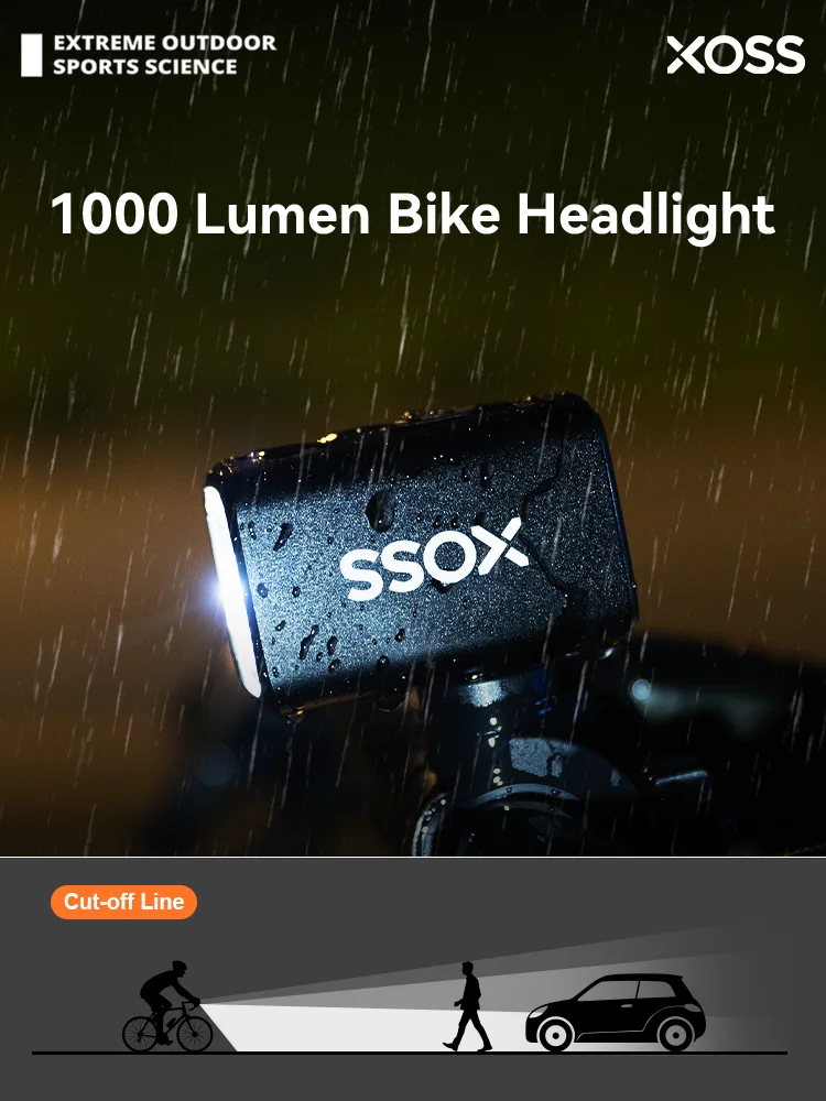 Cutoff Line Bike Headlight 1000Lm XOSS Light Smart Sensor Waterproof Rechargeable Ultra Bright Bicycle Front Lamp MTB Flashlight