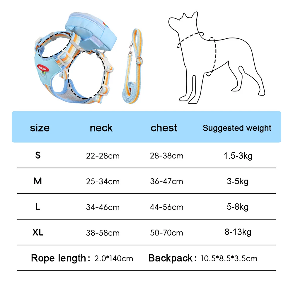 Regenbogen Reflektierendes Hundegeschirr Mit Leine Und Rucksack_voghion.com