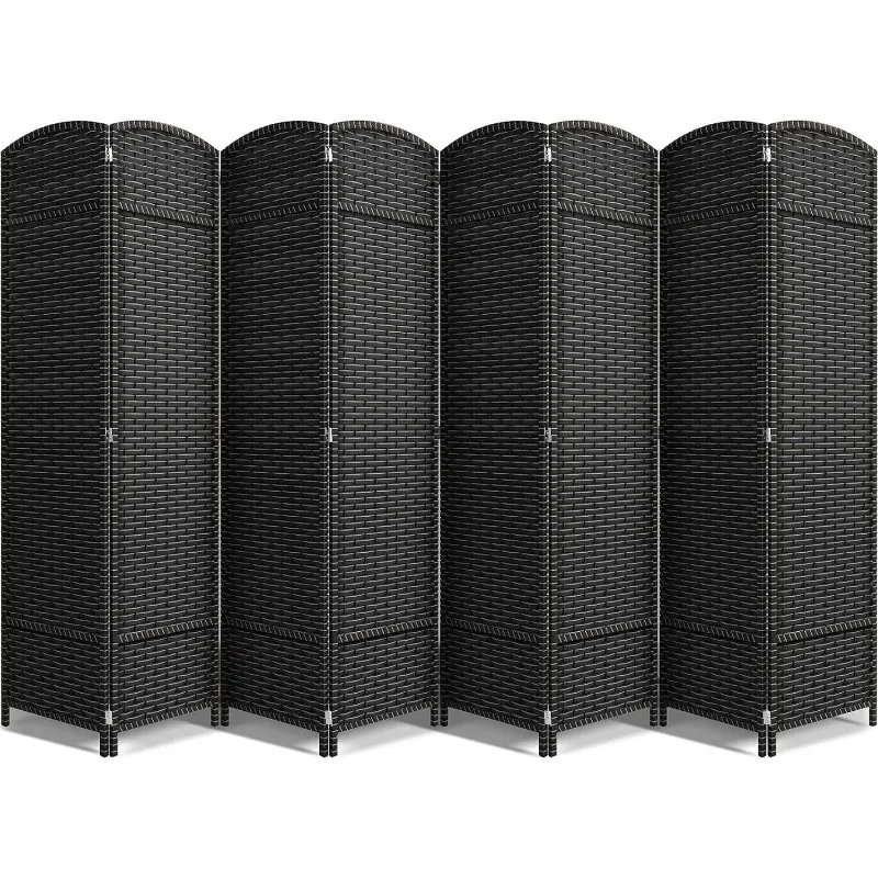 8 Panel Room Divider 6 ft. Tall-Privacy Screen Extra Wide Double Hinged Panels Mesh Hand-Woven Design, room divider screen