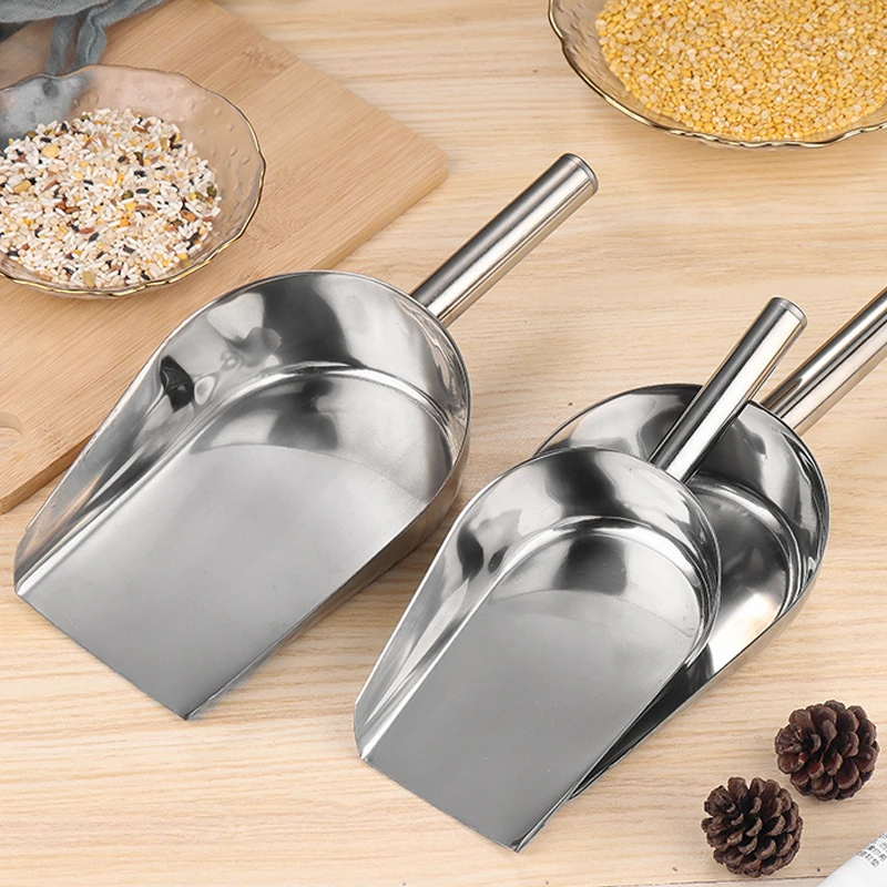 Ice Cube Scoop Ice Shovel Scoop Ice Cream Scoop Stainless Steel Ice Shovel Coffee Beans Ice Cube Scoop Bar Scraper Flour Nut Spoon Grain Dry Goods Shovel