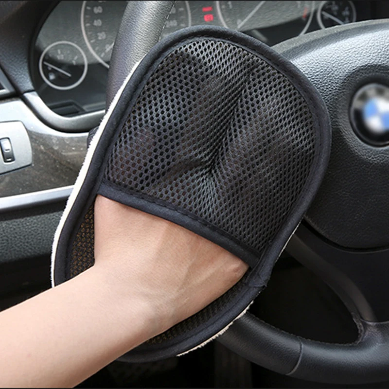 1pcs Car Wash Wool Gloves Thickened Fleecelined Wool Plush Car