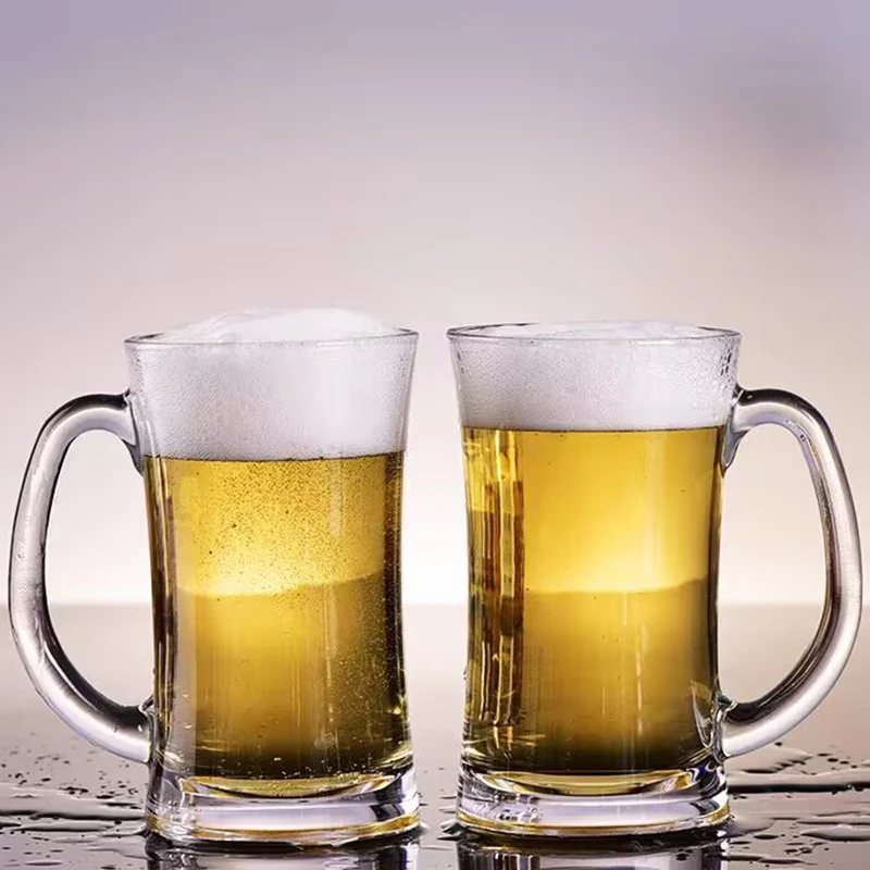 360ml Classic Style Wheat Beer Glass Household Drinkware Heat Resistant Tea Cup with Handle Transparent Juice Milk Water Mugs