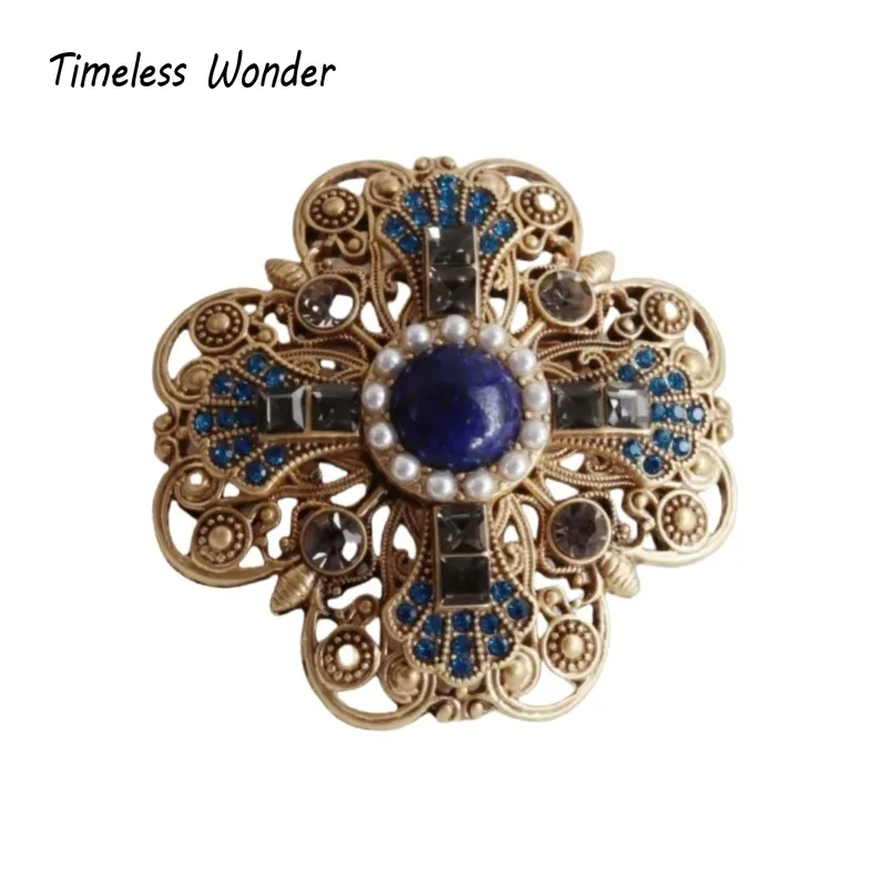 

Timeless Wonder Retro Zircon Geo Brooch Pins for Women Designer Jewelry Runway Top Medieval Gift Rare Broches Oversized 5258
