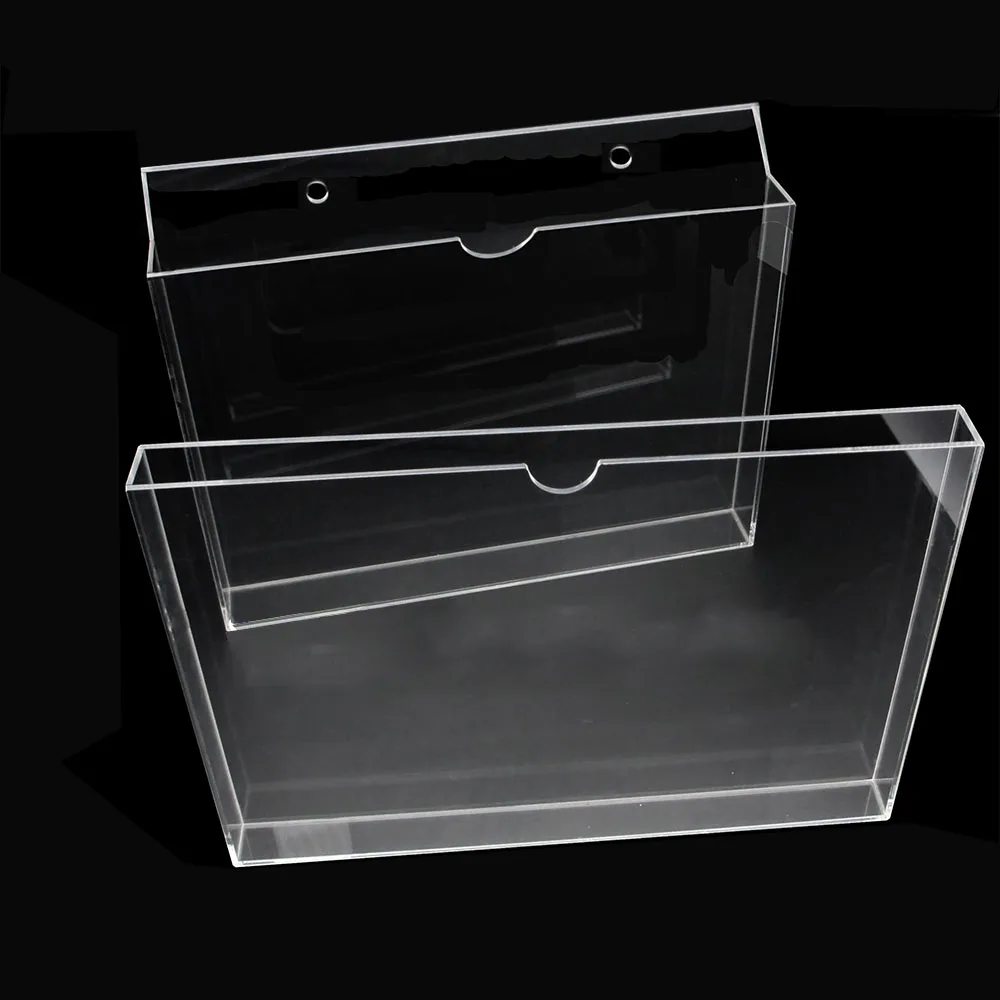 Acrylic Storage Box For A4 Paper Office Data File Card Slot Transparent Plexiglass Book Magazine Display Wall Mounted Holder 4