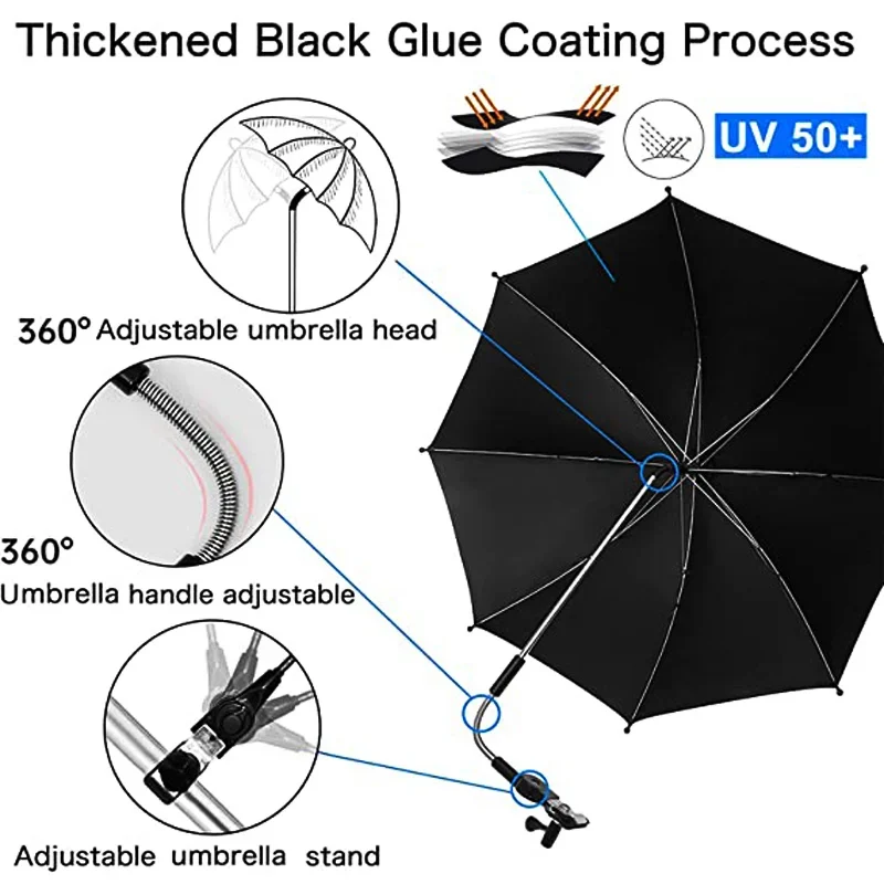 Baby Stroller Umbrella UV Protection Baby Stroller Umbrella With Clamp Universal Sunscree Rainproof Stroller Cover Umbrella Baby Accessories