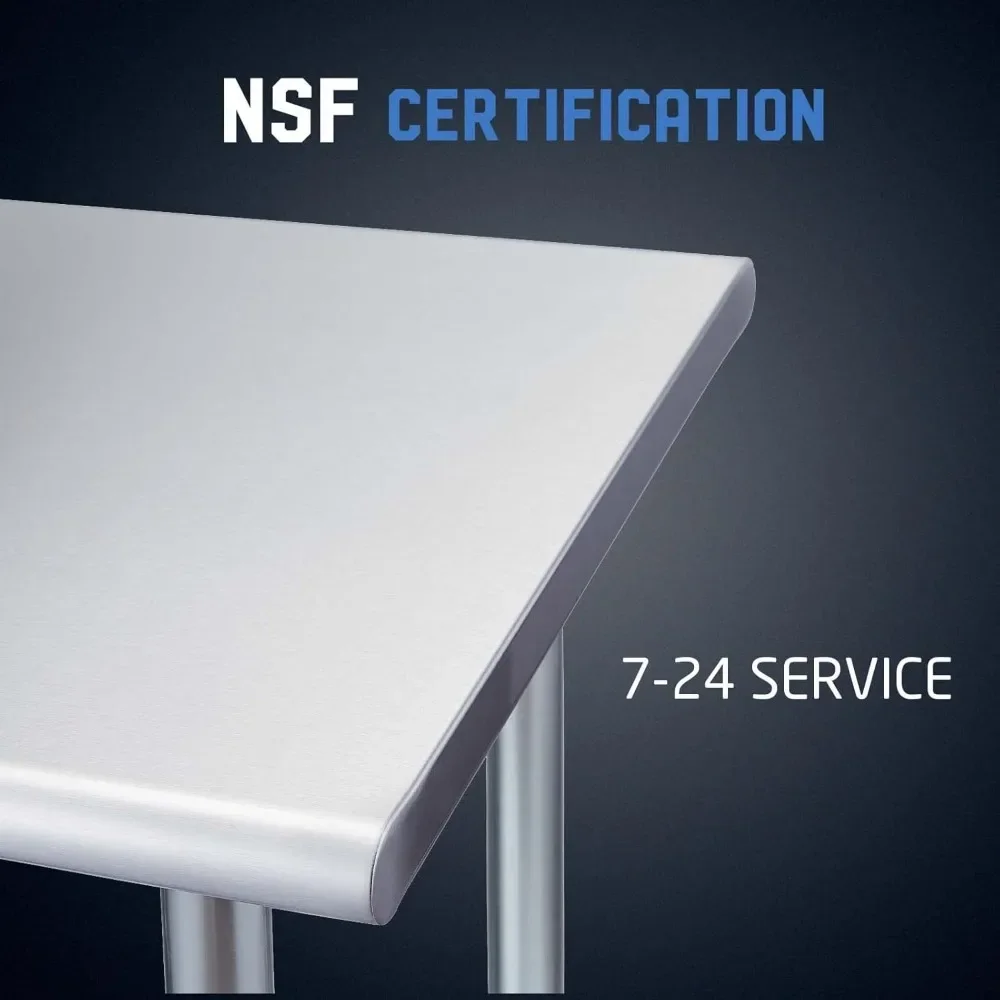 NEW-Stainless Steel Prep Table 72x24 Inch NSF Commercial Work Table with Undershelf Heavy Duty Table for Kitchen Restaurant Home