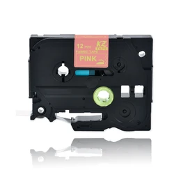 Fabric Iron-On Label Tape, 12mm, 1-Pack (Gold on pink FAE34)