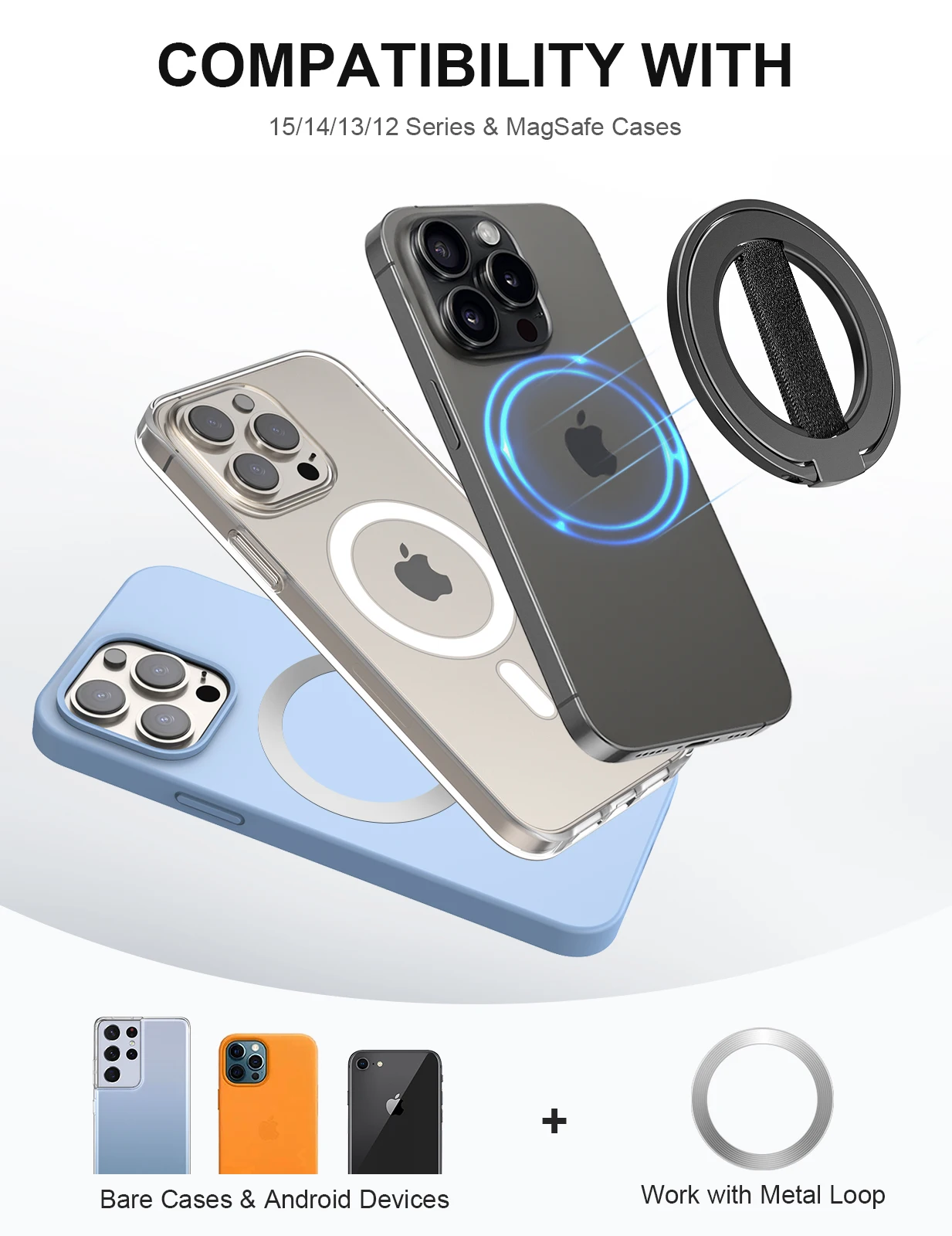 Magsafe Compatible Magsafe Loop Car Mount Stand 360° Rotating