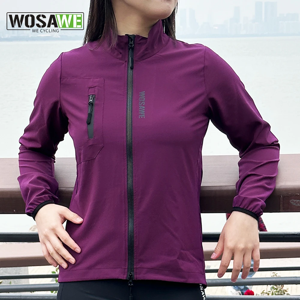

WOSAWE Women Windproof Waterproof Reflective Cycling Jacket MTB Bicycle Long Sleeve Windbreaker Sleeveless Vest Cycling Clothing