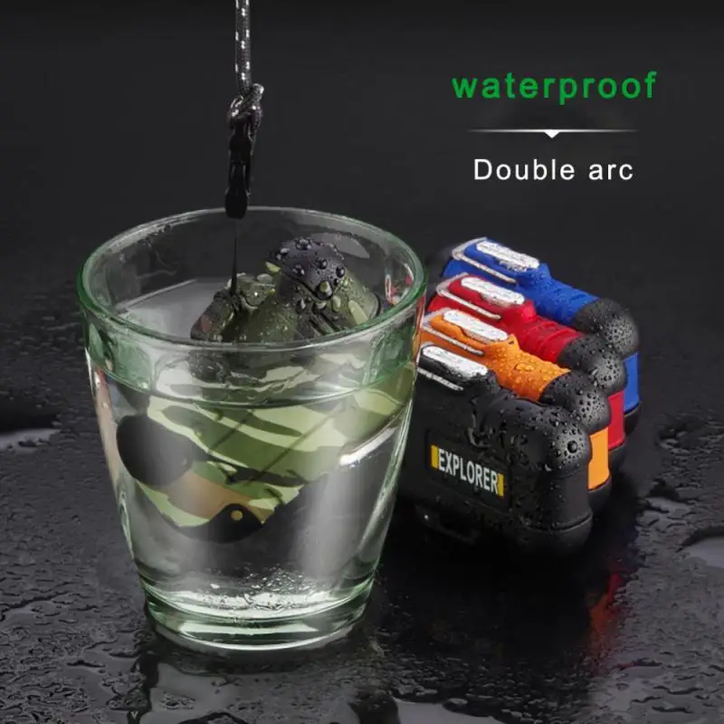 Outdoor Waterproof Lighter with Lanyard Portable Blue Flame Jet Lighter Butane Turbo Cigar Camping Wading Men's Gadgets