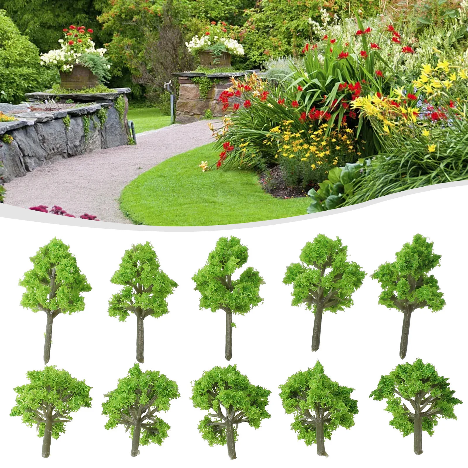 10Pc 4CM Plastic Model Train Artificial Miniature Tree Scenery Railroad Decoration Building Landscape Accessories Toy For Kid