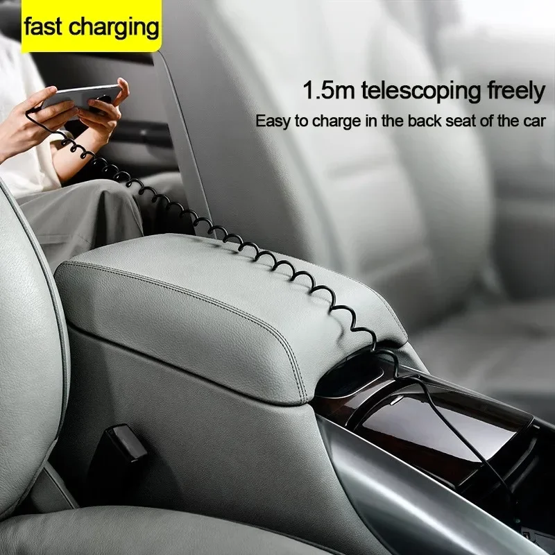 Telescopic Fast Charging USB Type C Cable - 5A, 1.5m/1m,
