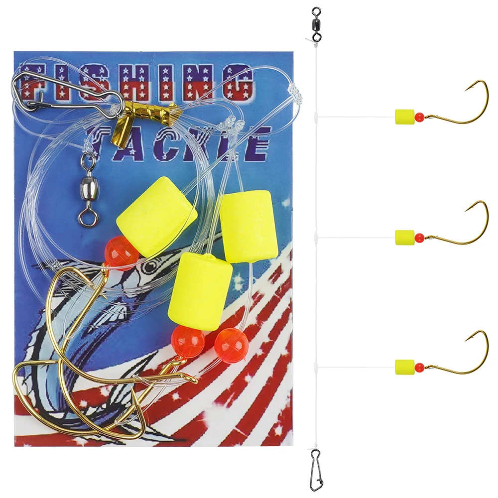 Alwonder 5PCS Pompano Rigs Surf Fishing Rigs with Snell Floats Saltwater Fishing  Rigs Live Bait Rigs, Fishing Swivels Duo Lock Snaps Circle Hooks Beach Surf  Casting Pier Jetty Fishing Green and Yellow 