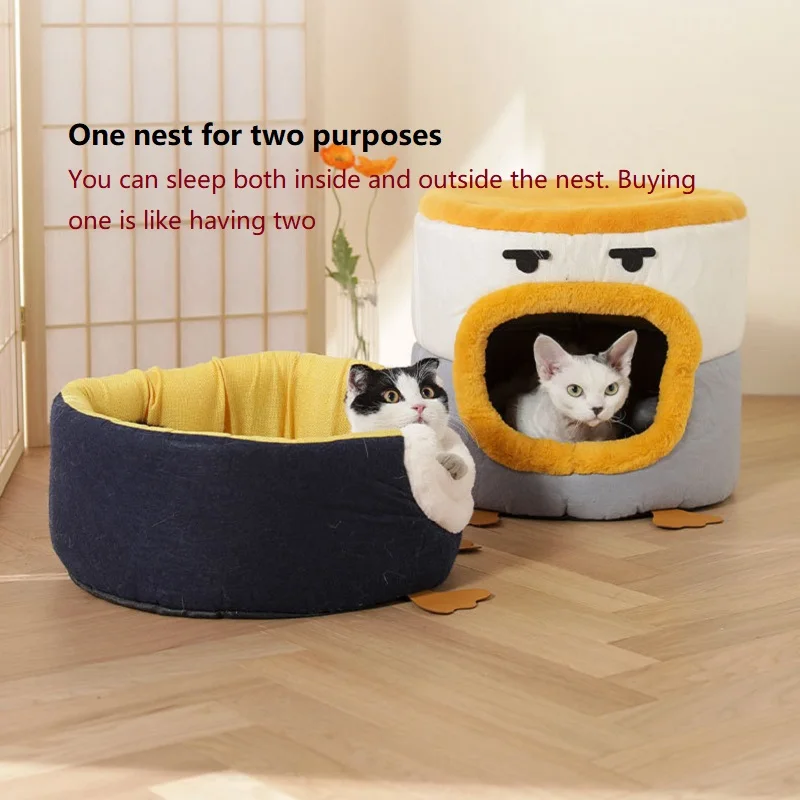 Winter Deep Sleep Comfort Cat Bed Lounger Cushion Warm Pet Basket Small Dog  Mat Bag For Washable Cave Cats Beds Pet Supplies - AliExpress